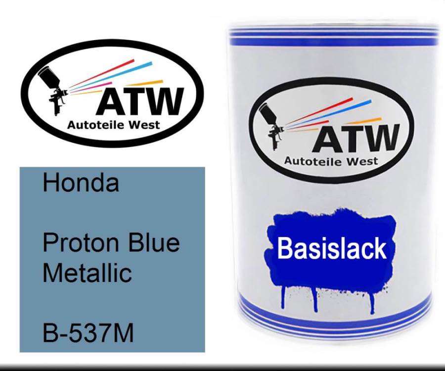 Honda, Proton Blue Metallic, B-537M: 500ml Lackdose, von ATW Autoteile West.